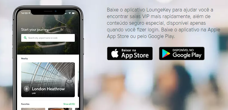 como funciona o LoungeKey pelo aplicativo