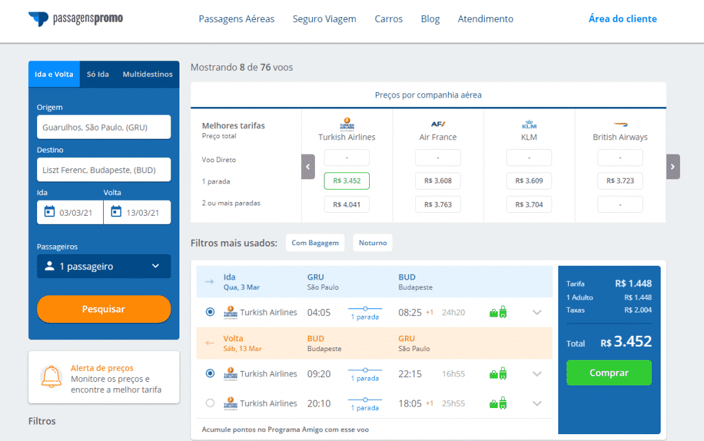 Passagem aérea para Budapeste