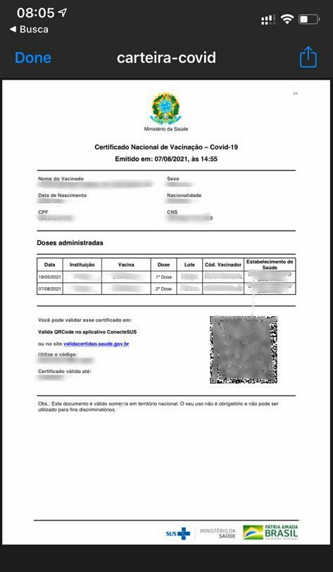 Certificado de vacina em português