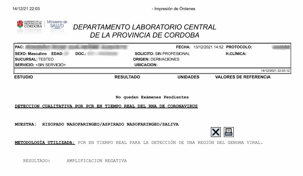 Teste de Covid gratuito na Argentina