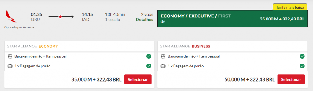 Voos para Washington com a Avianca