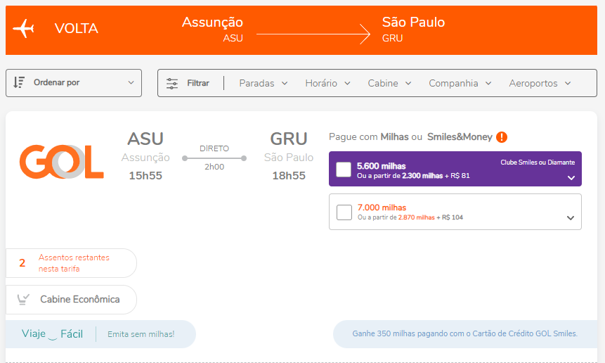 Passagens para Assunção 