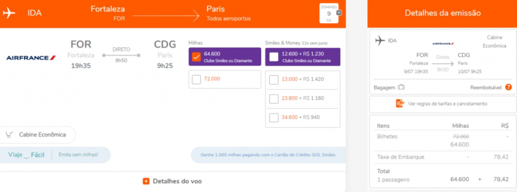 Fortaleza para Paris a partir de 64.600 milhas Smiles