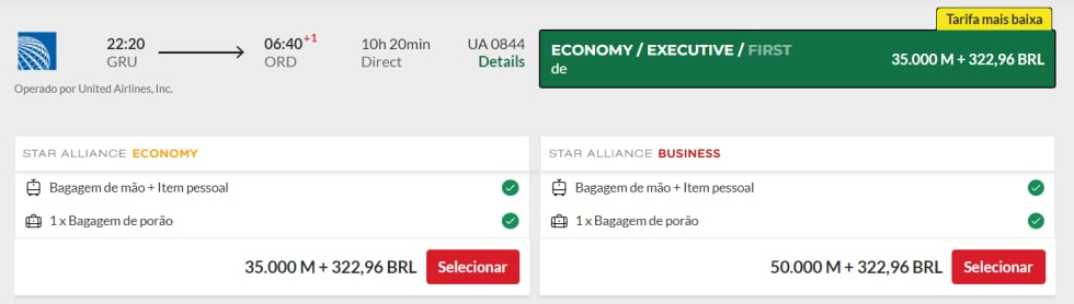 Voo São Paulo para Chicago