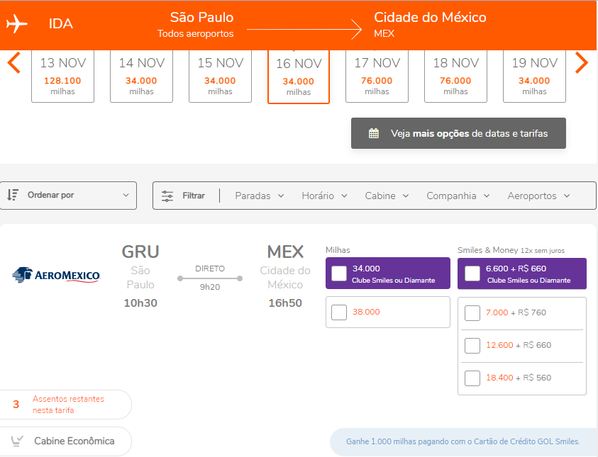 Oportunidades de passagens para o México