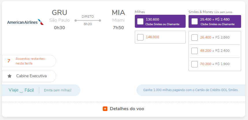 Voos para Miami em Executiva