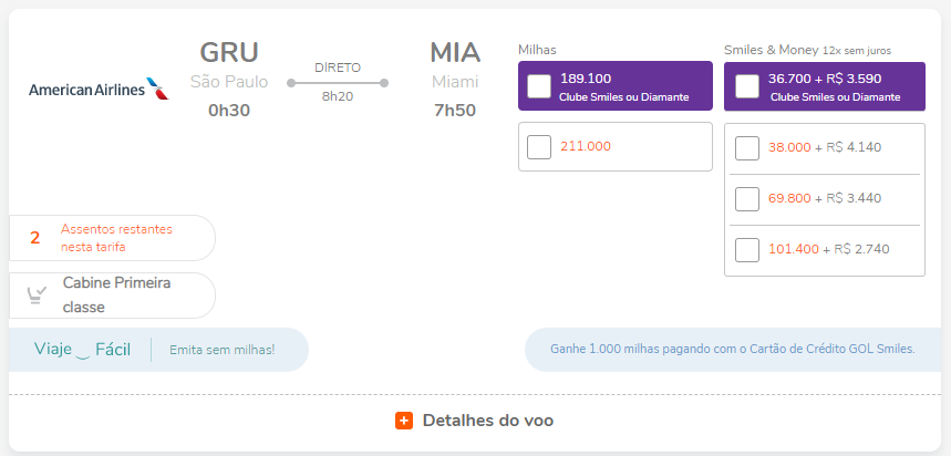 Voos para Miami em Primeira Classe
