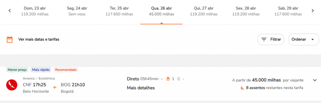 Brasil para Colômbia - voos de Belo Horizonte para Bogotá