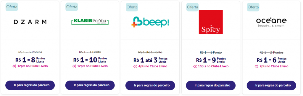 acumular pontos Livelo com lojas parceiras