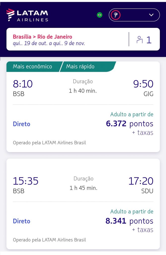 passagens nacionais latam