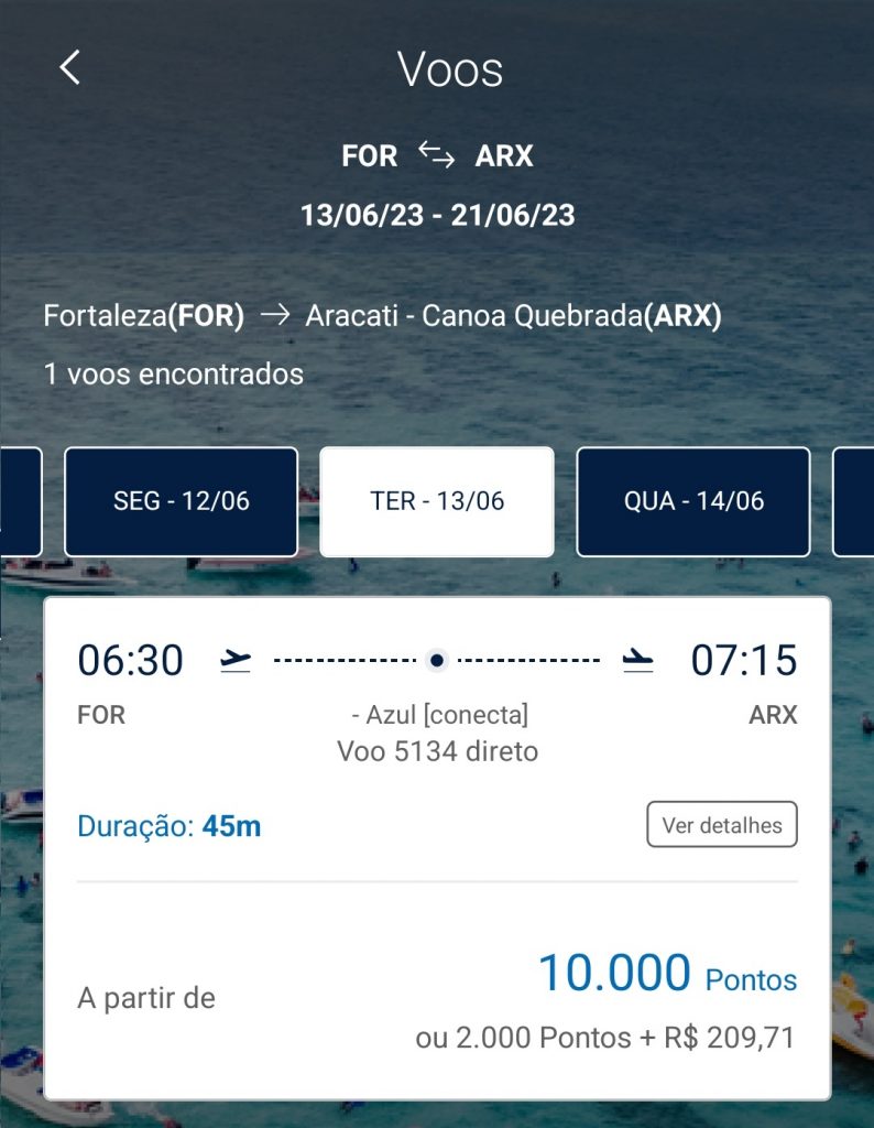 passagens nacionais com poucas milhas