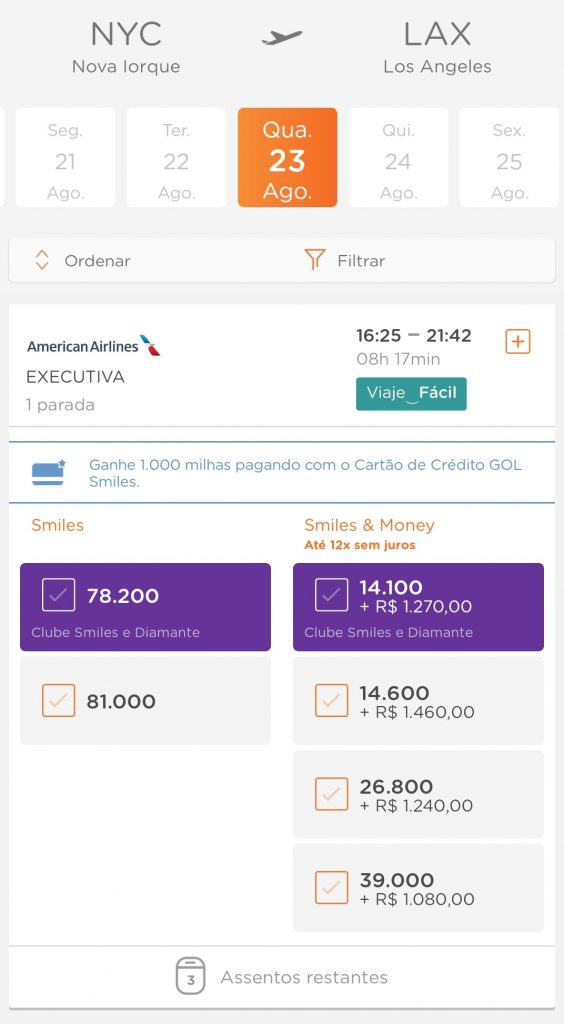 Sugestões para voar de Executiva na American Airlines