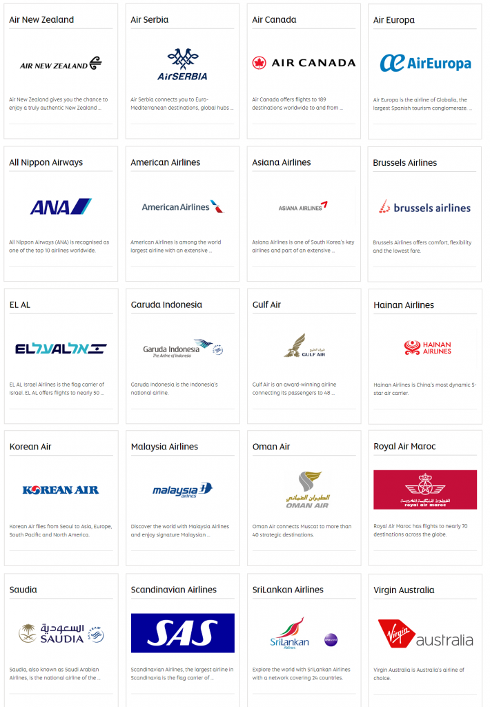 tabela fixa Etihad e companhias aéreas parceiras