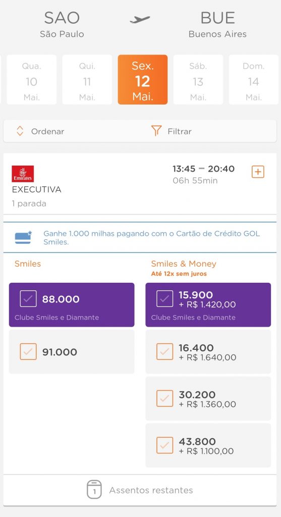 Sugestões para voar de Executiva na Emirates