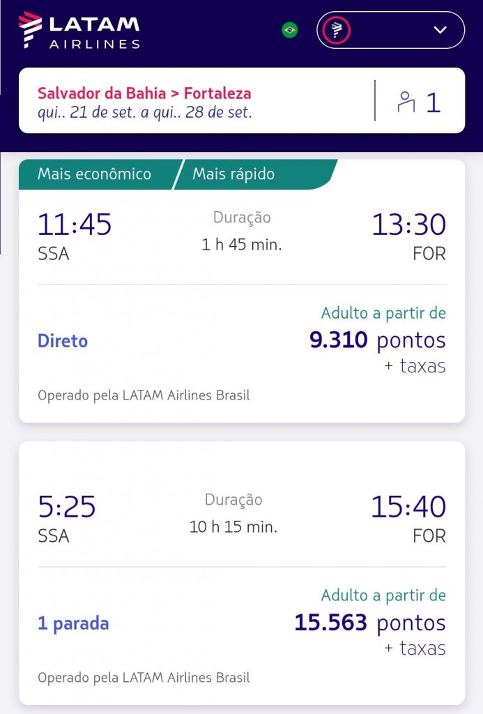 passagens nacionais Nordeste