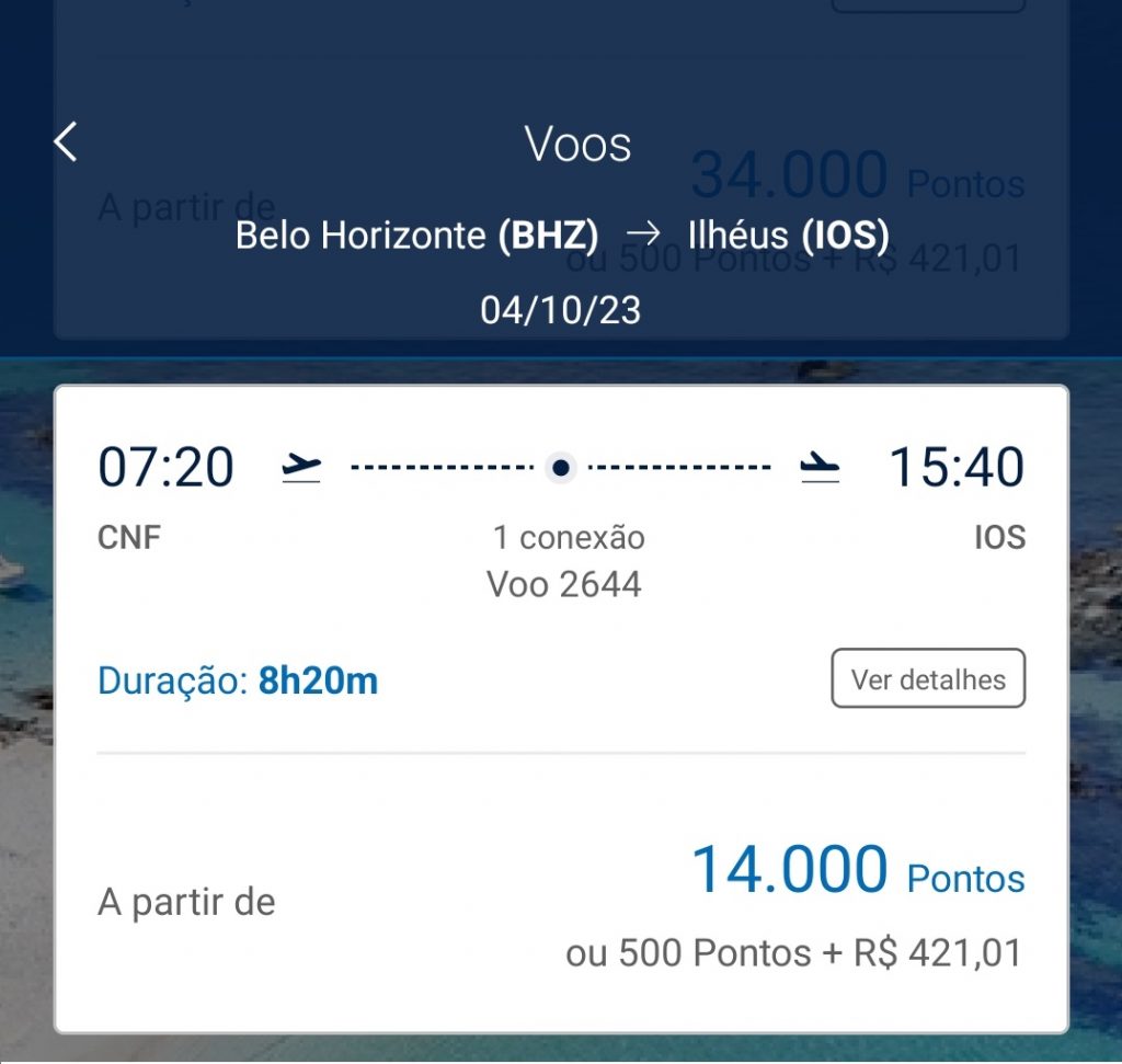 Nordeste com milhas - passagem de Belo Horizonte para Ilheus
