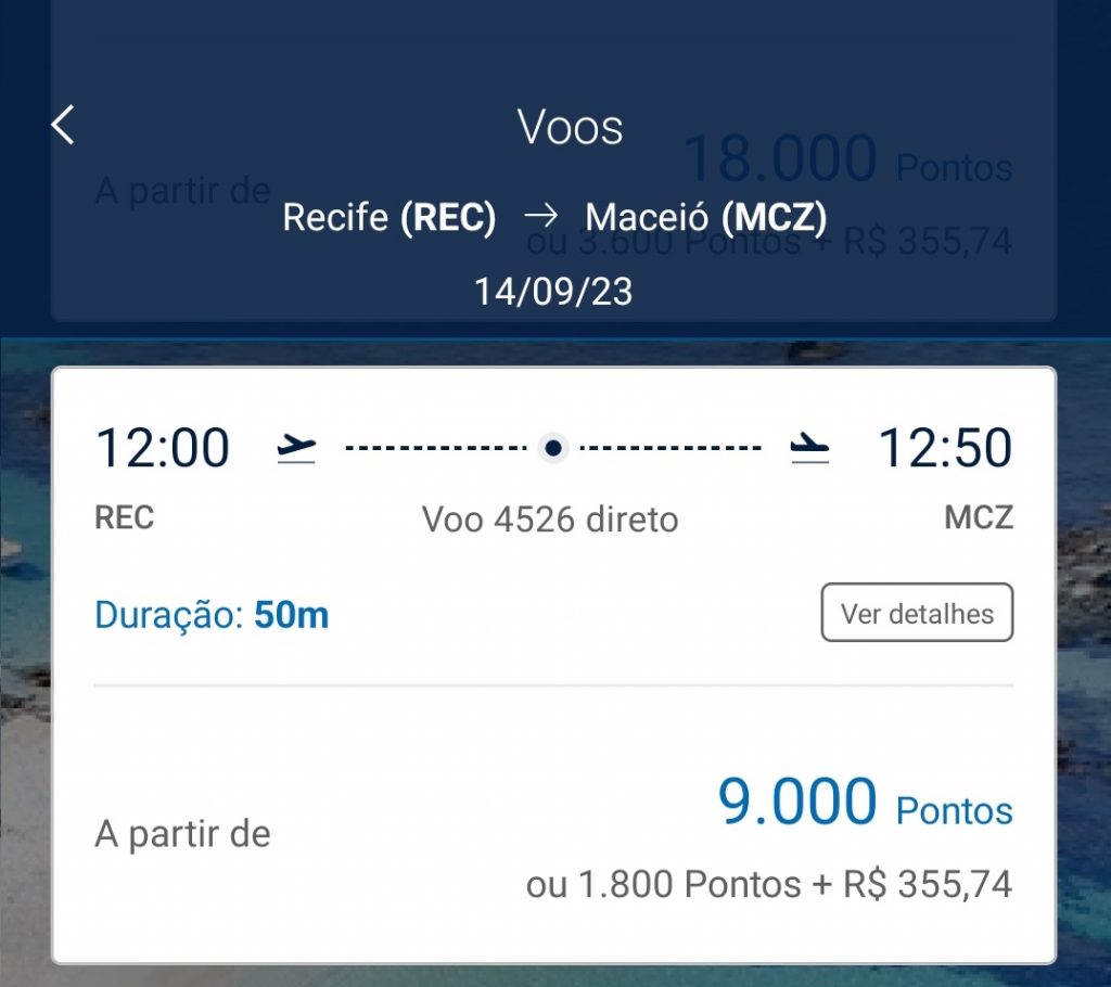 Nordeste com milhas - passagem de Recife para Maceió