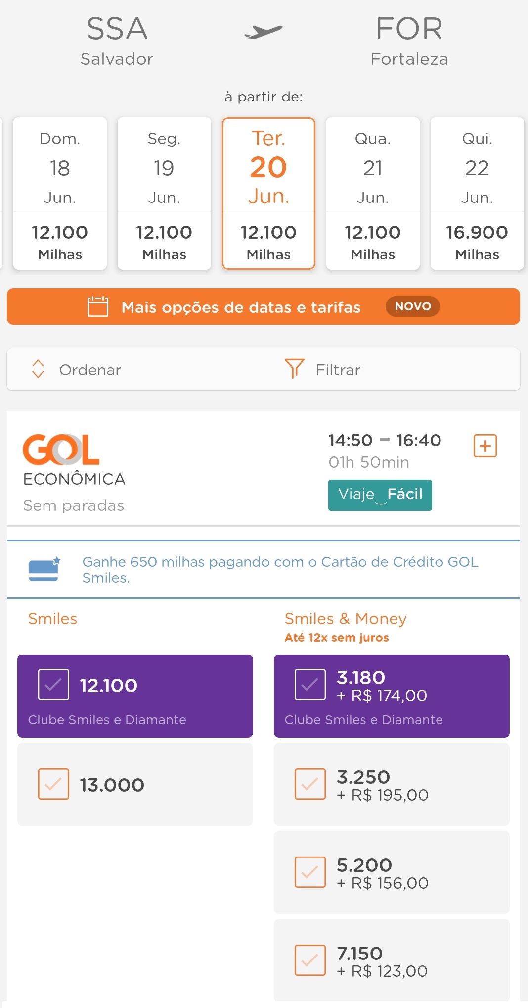 Nordeste com milhas - passagem Salvador a Fortaleza