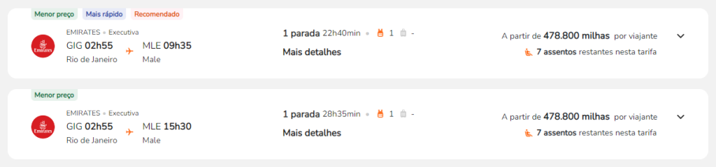 Voos em Executiva usando 1 milhão de milhas