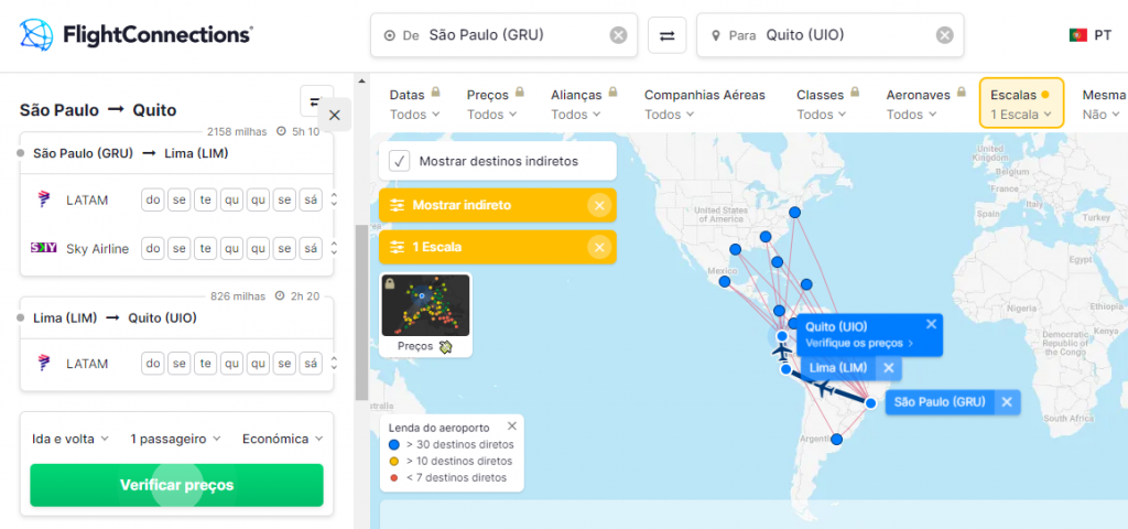 Como usar o FlightConnections para buscar voos