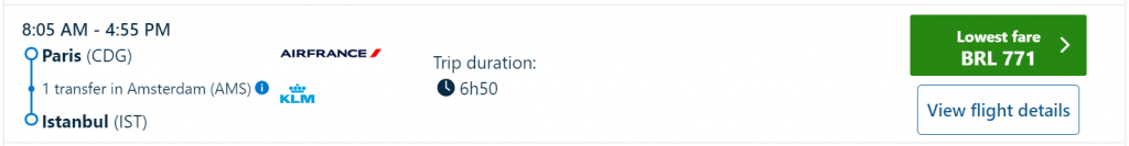 Passagem com dinheiro na KLM e Air France