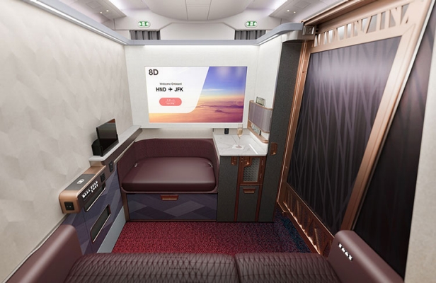 luxuosa Primeira Classe da Japan Airlines
