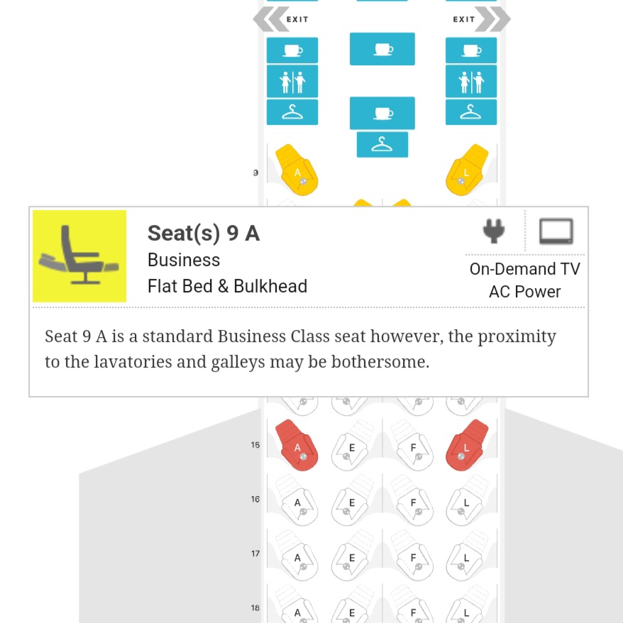 assentos amarelos Seat Guru