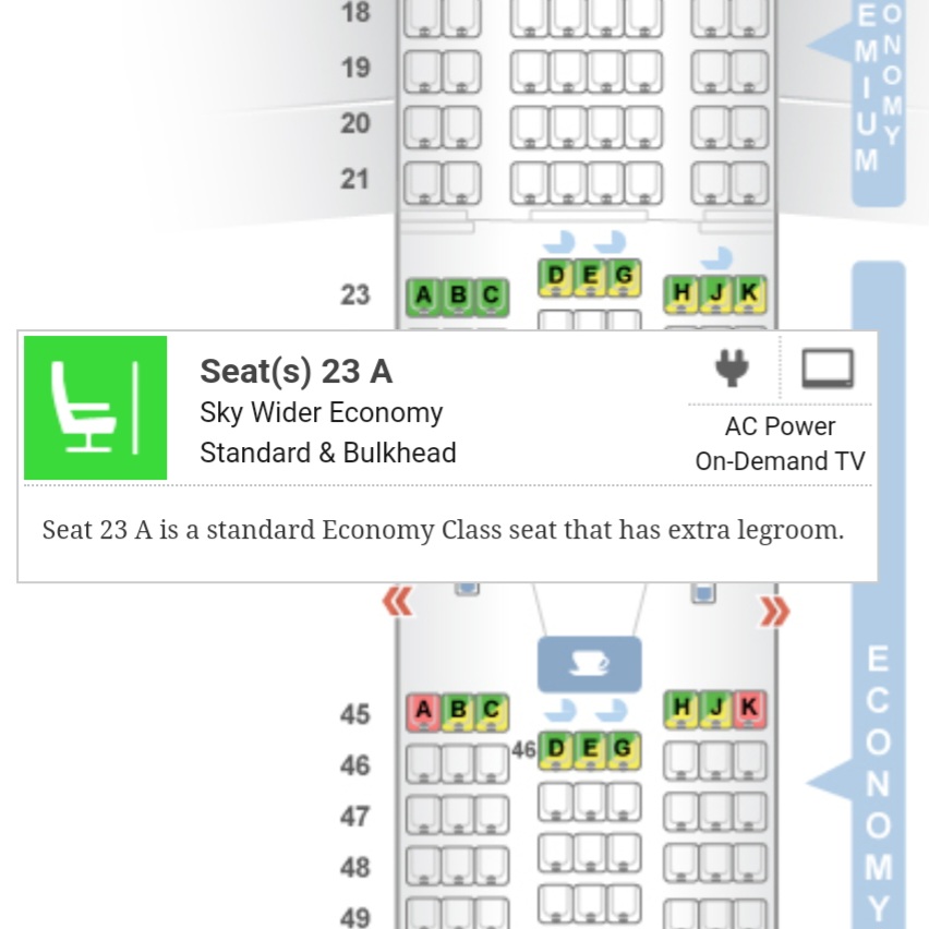 assentos verdes Seat Guru