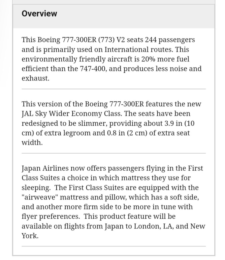 informações de aviões no Seat Guru