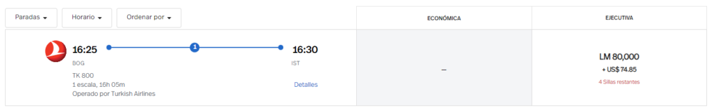Voo de bogotá para Istambul com a turkish em classe executiva