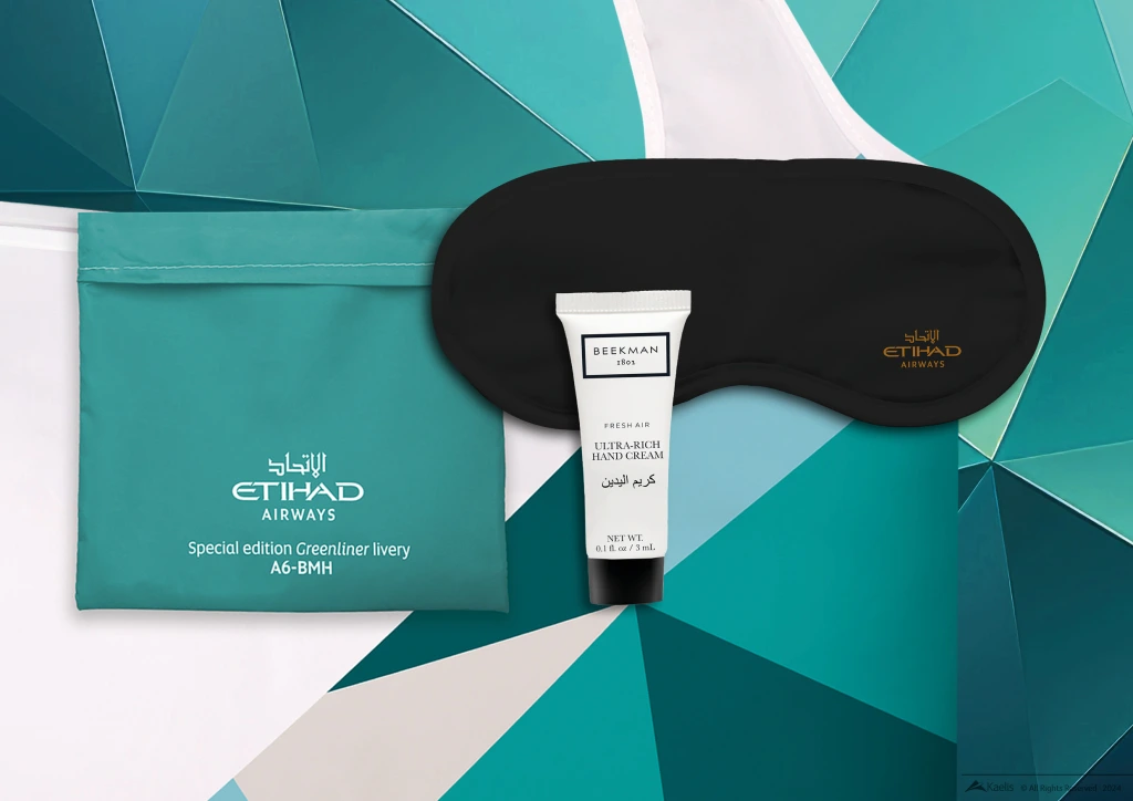 Novo Kit de amenidade da Etihad na classe econômica