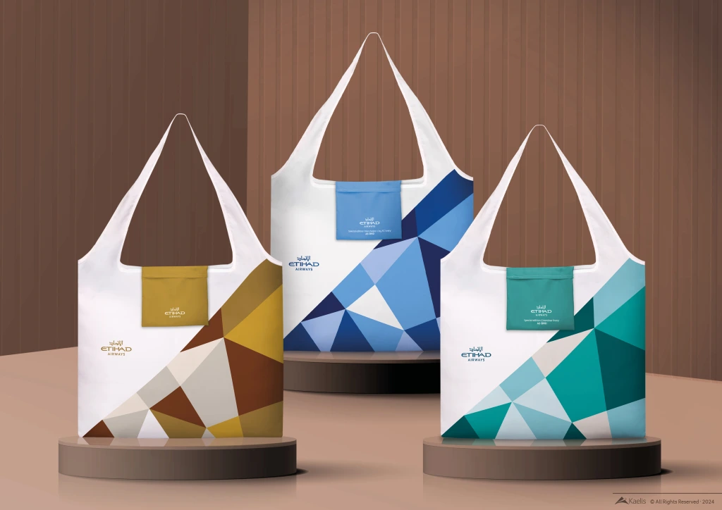 novas sacolas dos kits de amenidades da Etihad