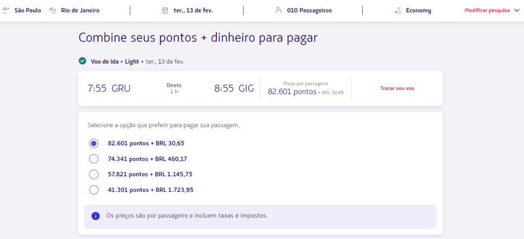 Disponibilidade com o latam pass