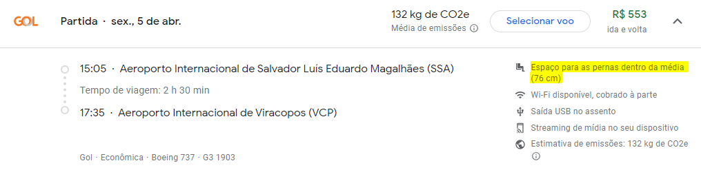 como descobrir o tamanho dos assentos do avião