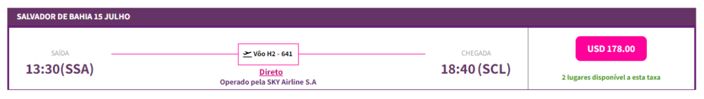 SKY Airline anuncia operações de Salvador para Santiago