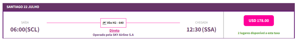 SKY Airline anuncia operações de Salvador para Santiago