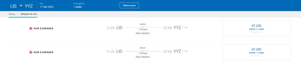 resgate na Azul pelo mundo com a Air Canada antes das mudanças por 67.200 pontos