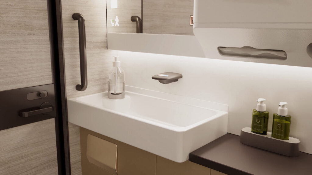 Novo banheiro da Cathay Pacific