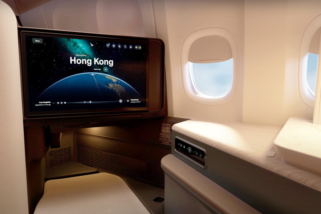 Nova tela de entretenimento da Cathay Pacific
