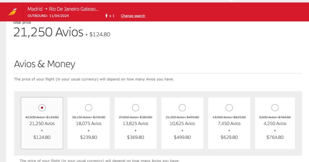 Iberia Avios rio de janeiro madri