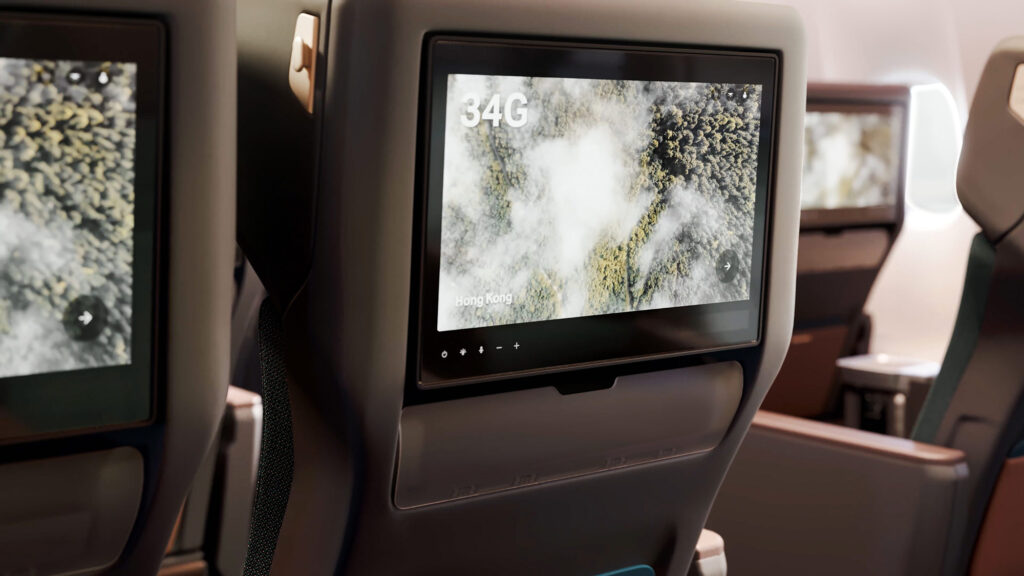 Novas telas de entretenimento da Cathay Pacific para a Premium Economy com um tamanho maior