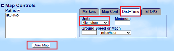 GCMap como saber a distância de voos