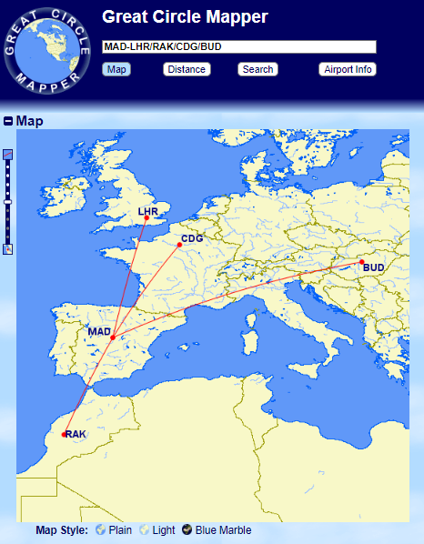 Rotas de voos com o GCMap