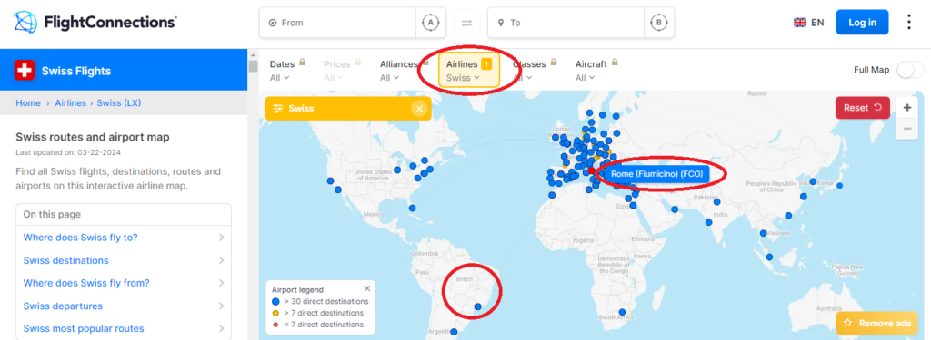 rotas com a tabela fixa Latam Pass