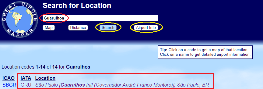 GCMap - ferramenta para saber a distância de voos