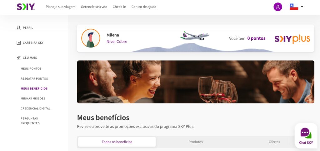 SKY Plus - programa de fidelidade da SKY Airline
