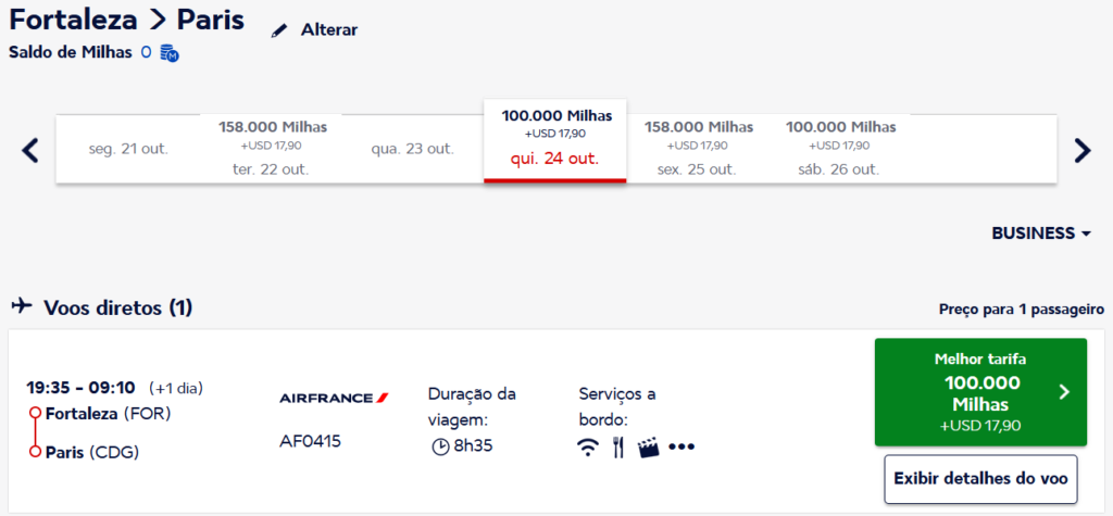 Resgate com o Flying Blue em novos voos da Air France de Fortaleza para Paris por 100.000 milhas