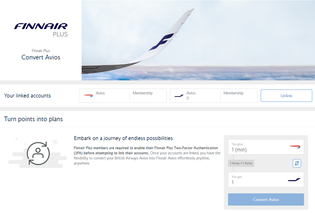 Transferira os seus avios entre contas gratuitamente e instantaneamente entre o British Airways Executive Club e o Finnair Plus