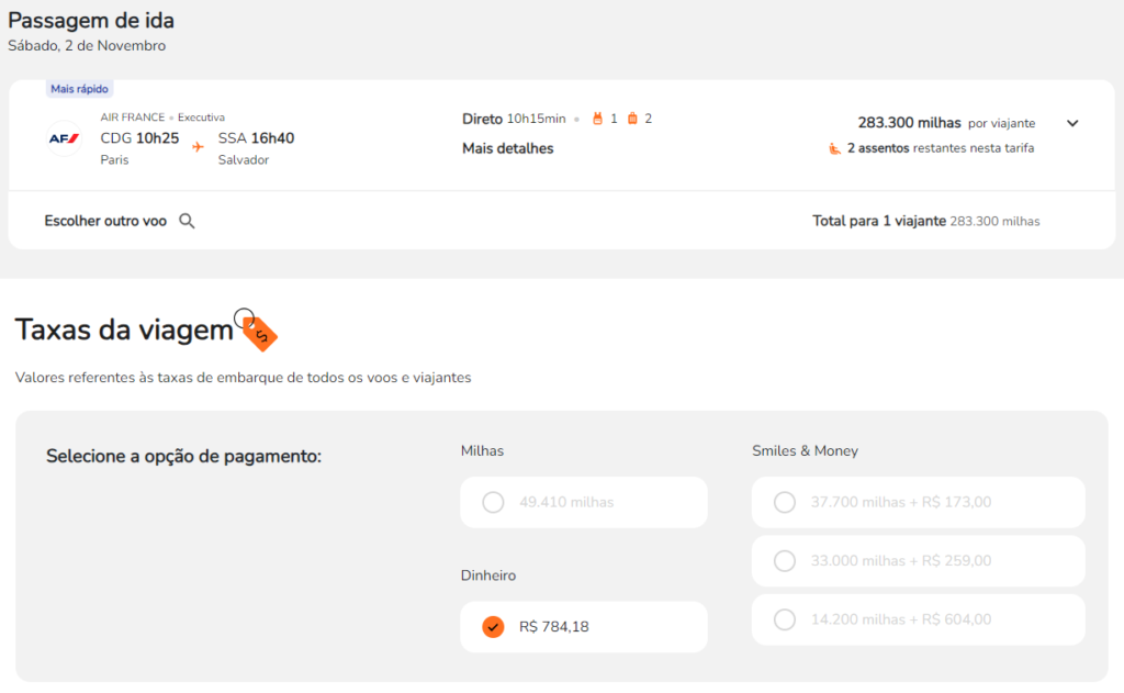 Resgate na econômica de Paris para Salvador com a Air France