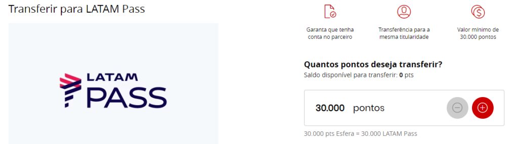 Como transferir pontos Latam Pass via Esfera